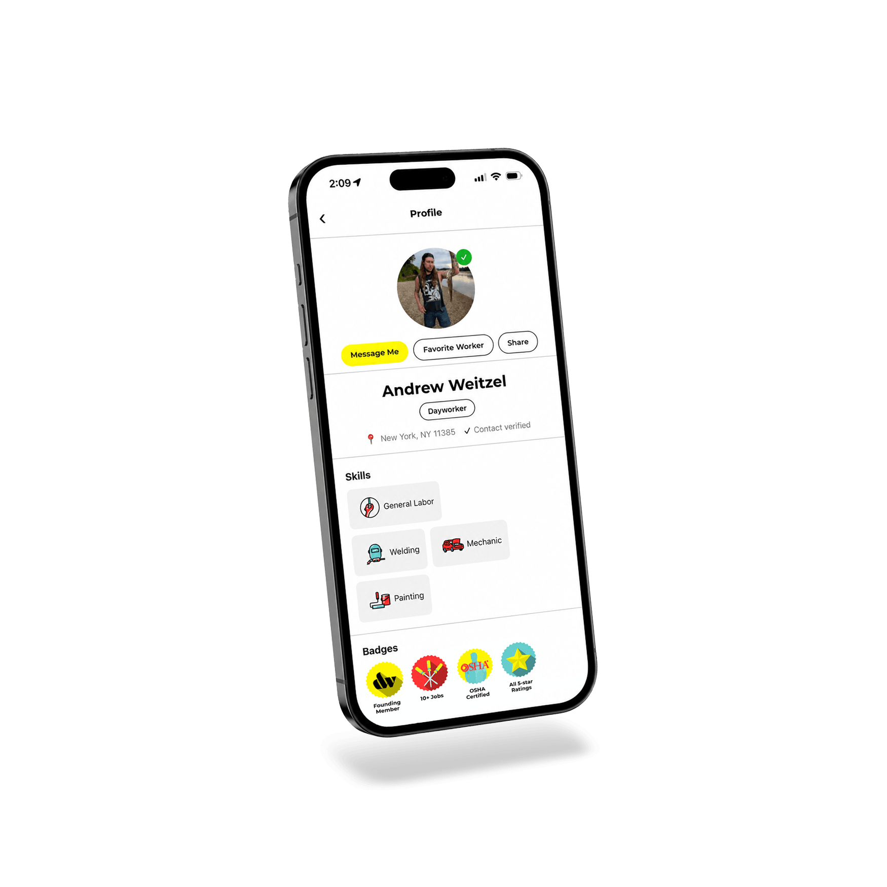Dayworker achievement badges on mobile